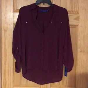 Apt. 9 long sleeve blouse. Small. Wine. NEW.